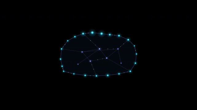 Glowing constellation aries star map depicts celestial night sky with bright stellar points. Ideal for astronomy, astrology, and educational designs.