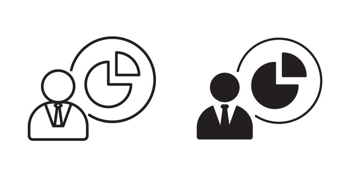 data analyst icon in black stroke and fill