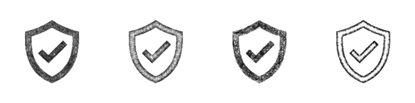 Monochrome sketch quality logo design set