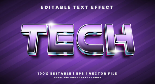 Editable tech 3d text effects, grdient colors.