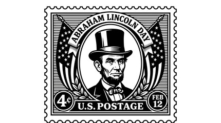 Obraz premium Abraham Lincoln on US postage stamp.