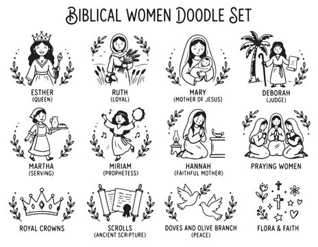 Women of the Bible Doodle Set