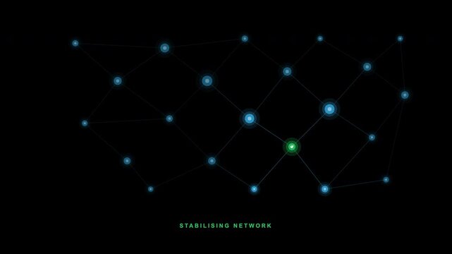 Abstract digital pattern with glowing nodes and dark lines representing a stable network. Perfect for tech, data, and digital concept designs.