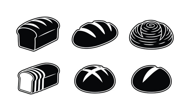 Black and white illustrations of various types of bread