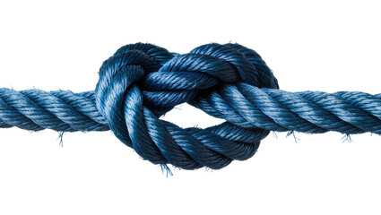 Thick blue rope tied in a secure knot, isolated on transparent background © Lukas
