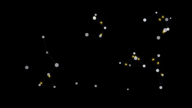 Bright white stars create constellations amidst a dark space night sky, featuring cassiopeia, cepheus, and andromeda. Suitable for celestial backgrounds.