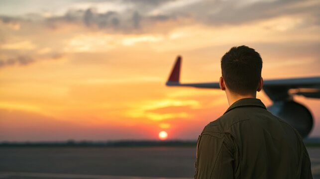 Watching a plane take off at sunset airport photography open sky side view travel inspiration