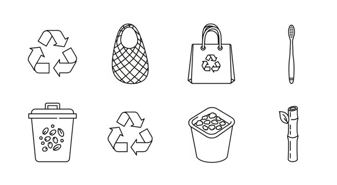 Eco friendly icons for recycling and sustainable living practices