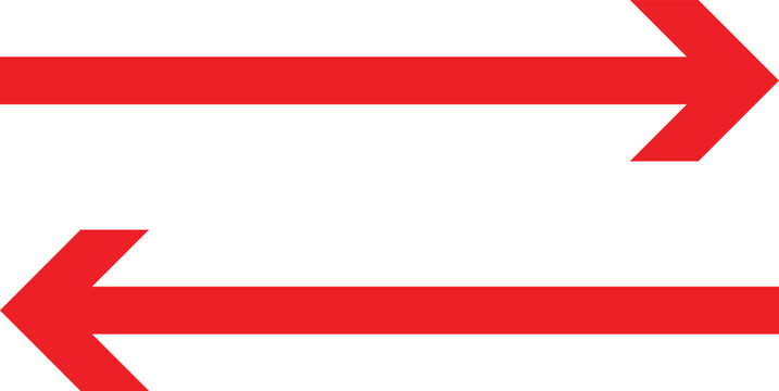 Red arrows pointing in opposite directions on white background