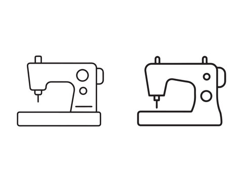Two sewing machines in simple line art style for crafting and textile projects  home decor and fashion design