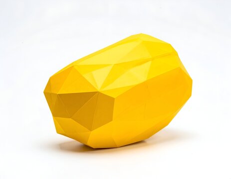 Geometric Yellow Object on White Background - Abstract Design.