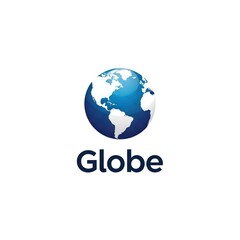 Fototapeta premium Glossy blue globe logo with bold sans serif text