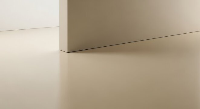 Light beige resin coated seamless floor with a neutral wall corner showcasing modern interior design