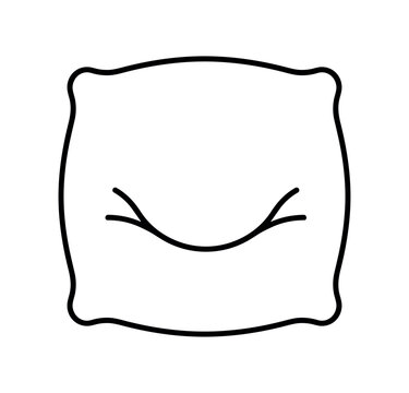 Dented pillow icon. cushion, pillow, indentation, soft bedding, head imprint, plush, squished cushion. line vector illustration.