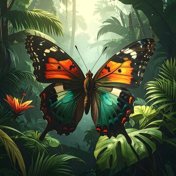 Vibrant jungle butterfly