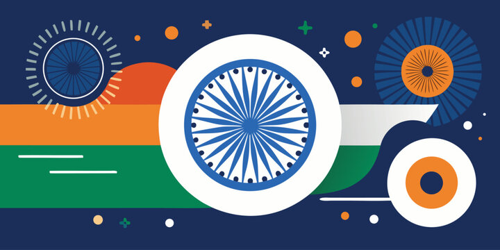 India independence day with ashoka chakra and tricolor