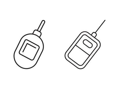Line art illustration of two computer mice with cords and ergonomic designs  computer accessories