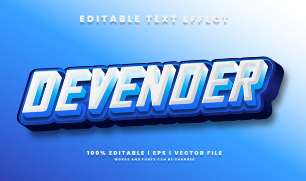 Editable devender 3d text effects, blue gradient colors.