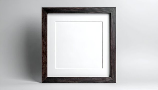 Dark wooden frame, white matte insert, against a neutral background with soft shadow