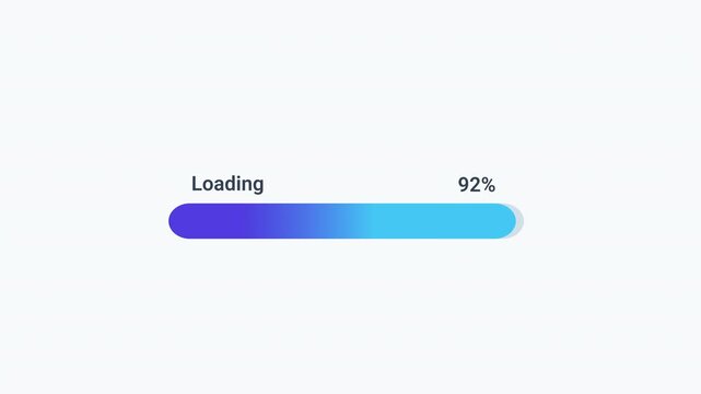 Animated progress bar displaying loading status and completion percentage on a minimal interface. Ideal for software applications, system processes, data workflows, user interfaces, and technology con