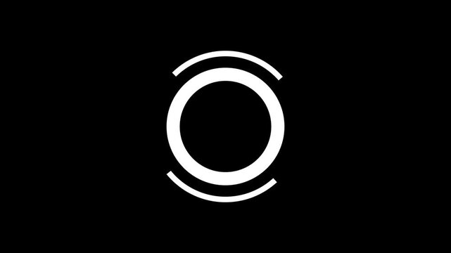 Minimalist circular loading animation with rotating arcs on black background, circle ring progress