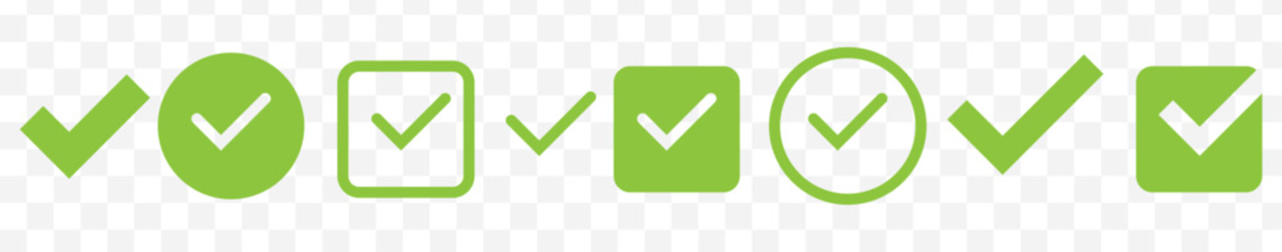set of green Tick mark approved . Check mark icon symbols collection . symbol for website computer and mobile isolated on white background. green tick verified badge icon. Social media official accoun