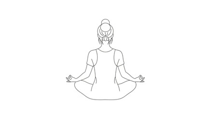 Obraz premium A woman sits in meditation on the floor with her back to the viewer.