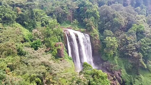 Stunning Curug Sewu Waterfall Cinematic Nature View in Kendal Central Java Indonesia