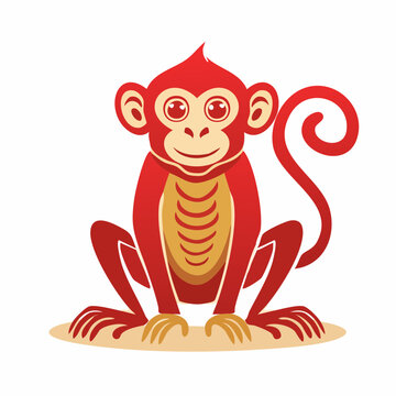 Stylized Red Monkey Illustration