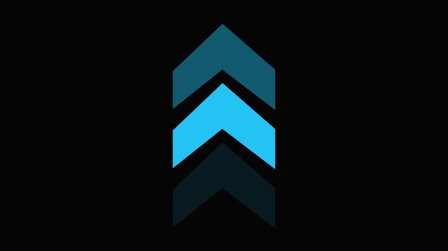 Minimalist blue chevron arrows loading animation on black background, progress indicator