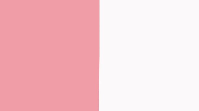 Minimalist pink and white geometric motion background, abstract split screen transition