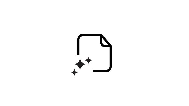 Document icon with sparkle stars animation isolated on white background