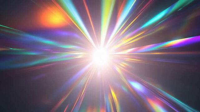 Abstract Intense Light Burst with Rainbow Prism Lens Flare
