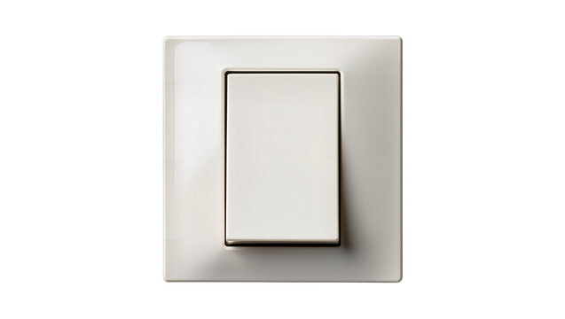 Modern light switch with square frame, isolated on transparent background