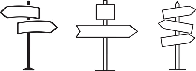 Road navigation signpost icon with directional arrows editable vector outline © MdKhalid