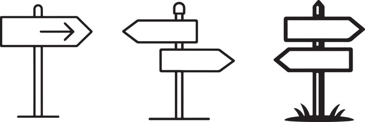 Street direction sign icon collection with route arrows and pointer navigation © MdKhalid