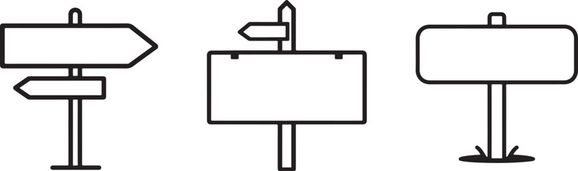 Direction sign post icon with arrow navigation pointer outline editable stroke vector © MdKhalid