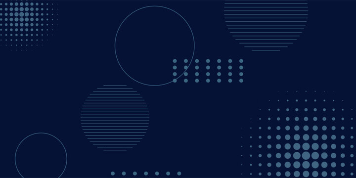 Dark blue background with dotted patterns. The background features a modern style with blue circles and a smooth texture. Circle pattern background vector. Blue background.