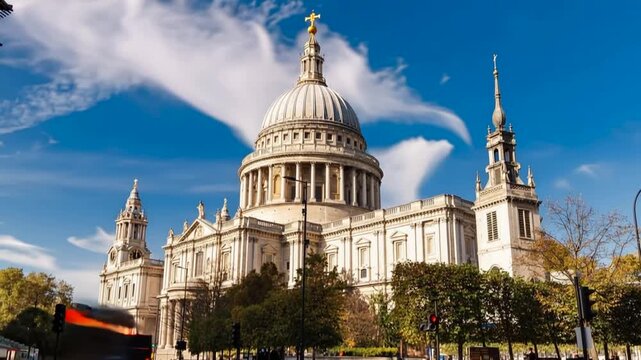 Saint Paul's Cathedral, London, England, United Kingdom. Time Lapse