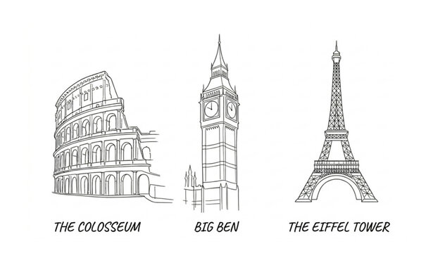 Eiffel Tower isolated outline vector illustration free SVG style