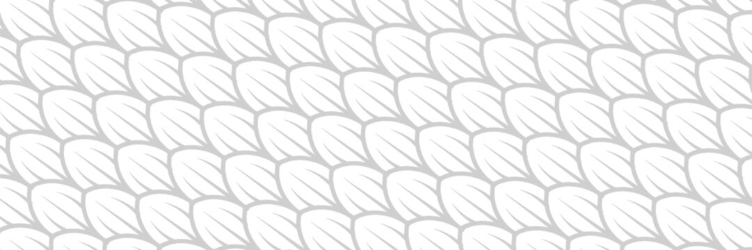 Dragon snake reptile fish mermiad scale seamless pattern tile. Dinosaur skin seamless pattern. Vector black line background.