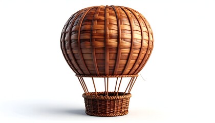 Fototapeta premium Woven Hot Air Balloon Decoration on White Background.