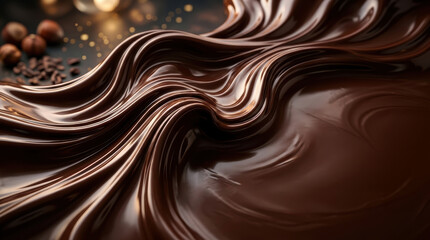 Naklejka premium Sweet chocolate celebration with brown glossy waves elegant background deliciously rich texture
