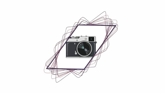 Black Camera Illustration on White Background.