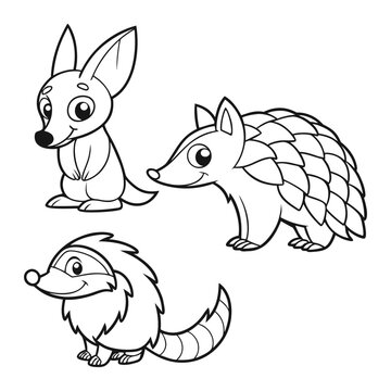 Cute animal friends coloring page