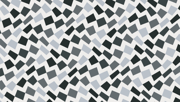 Monochrome gray scale geometric wave vector illustration with irregular square tile sets.