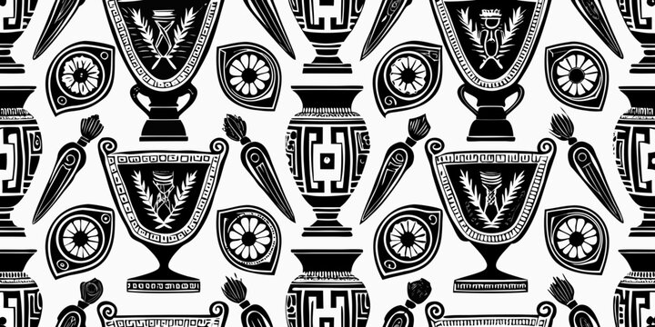greek pottery pattern a seamless black and white decorative design
