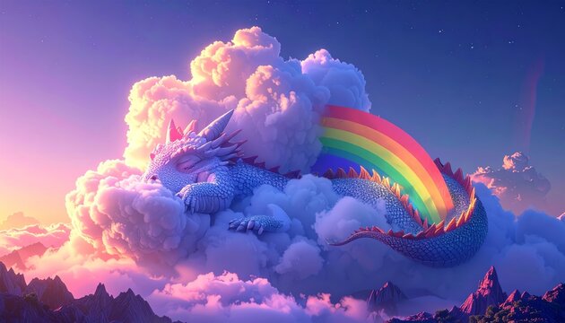 Sleeping Dragon Cloud with Rainbow Exhale