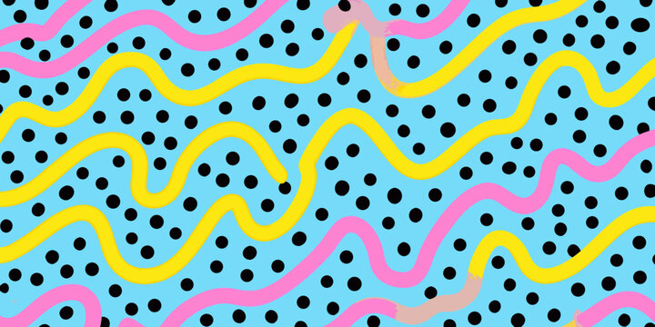 abstract wavy pattern with polka dots in pop art style