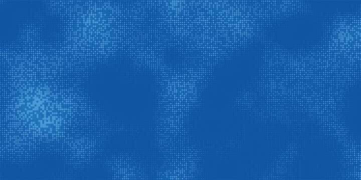Abstract 8-bit digital background with soft blue square halftone mesh vector design